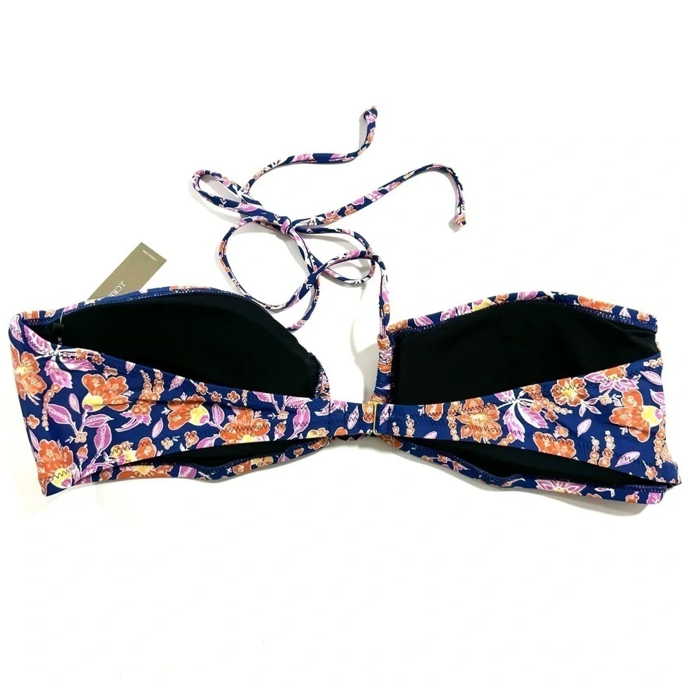 New J Crew Square Halter Bikini Top Painted Block Print